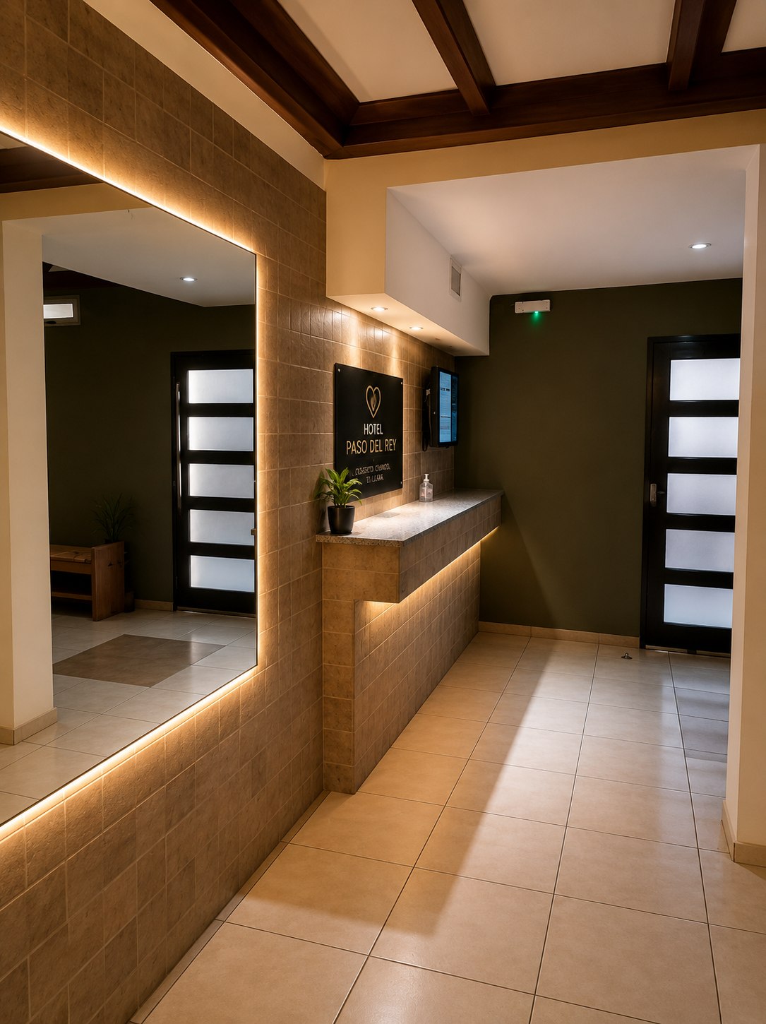 Conserjería de Hotel Paso del Rey, mostrador y recepción